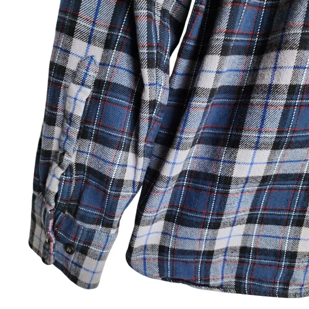 The North Face Flannel Shirt Mens Medium M Blue Gray Plaid Long Sleeve Cotton
